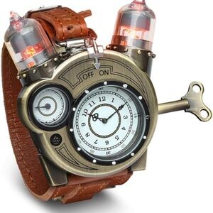 ThinkGeek Steampunk-Styled Tesla Analog Watch Weathered-Brass Look on Metal.
NWT